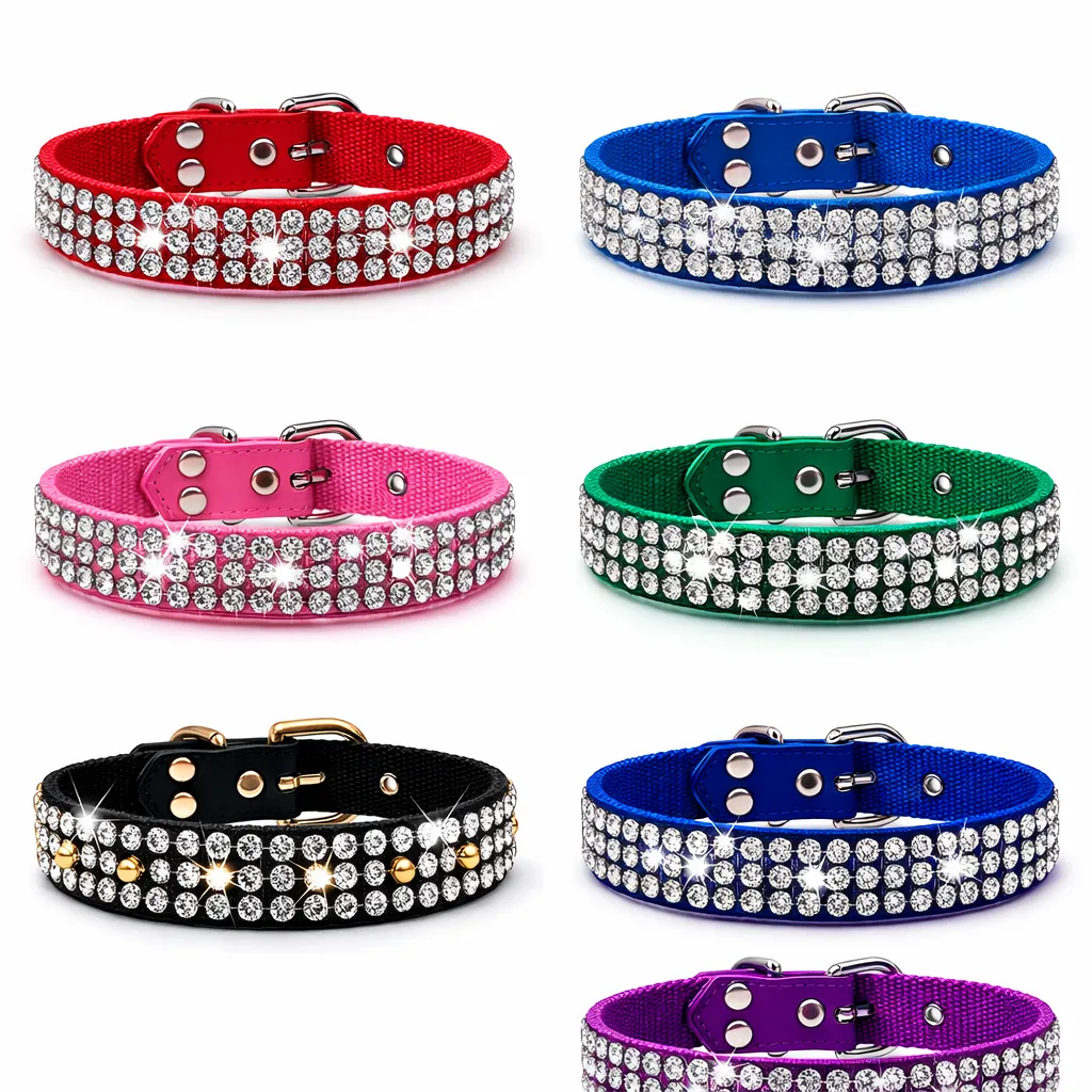 [CNS1ROS] COLLAR NYLON STRASS (1, Rosa)