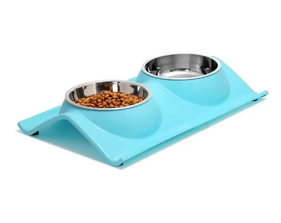 COMEDERO ELAVADO ACERO INOXIDABLE BASE ANTI VUELCO DOBLE 38X16X6