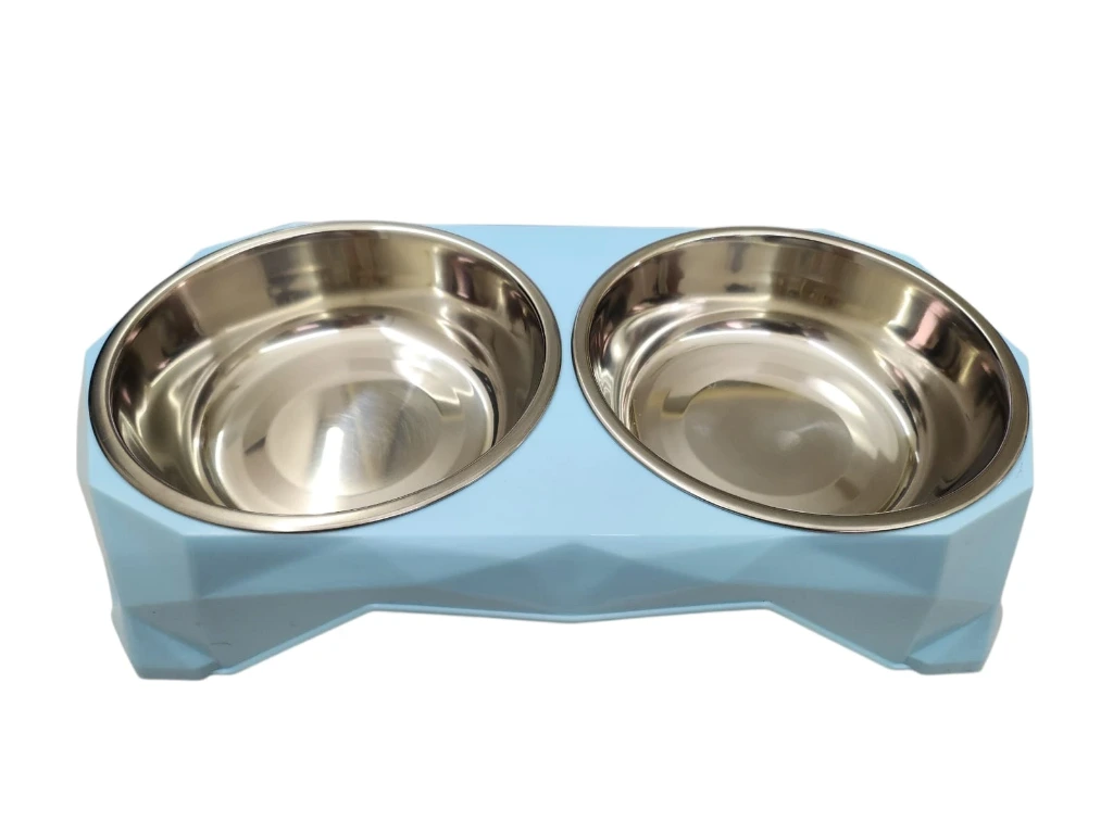 COMEDERO DOBLE ACERO INOXIDABLE BASE TEXTURA 33X16X6