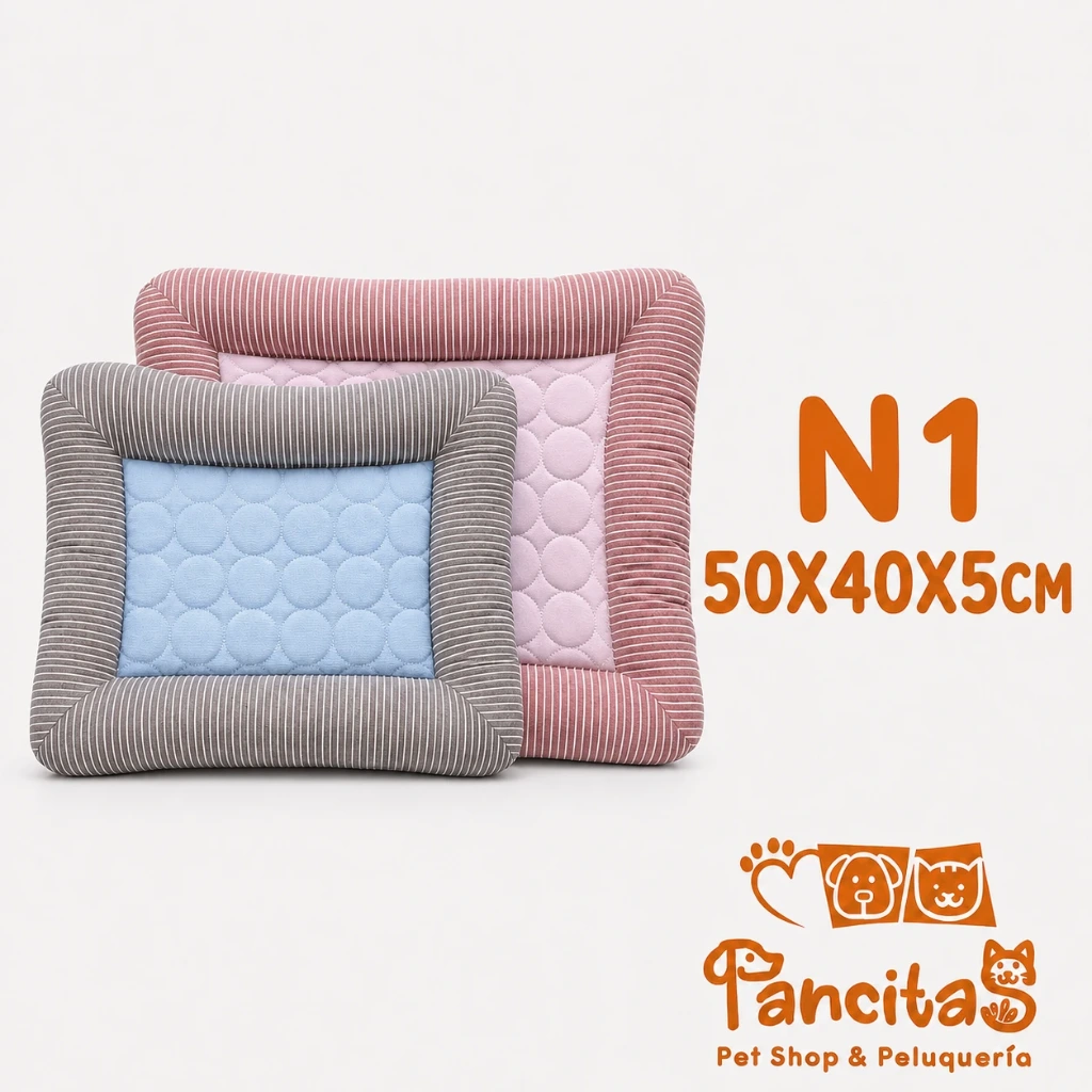 CAMA COLCHONETA FINA BASE ANTIDESLIZANTE RAYAS CIRCULOS N1 50X40X5CM