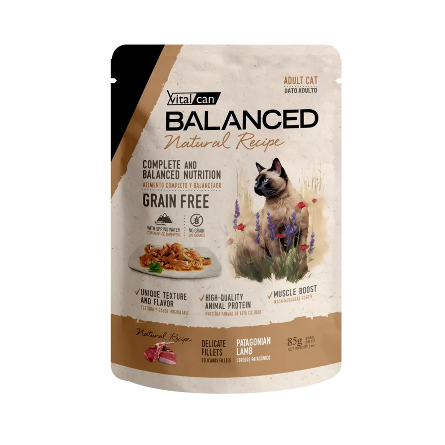 BALANCED POUCH GATO ADULTO CORDERO 85GR