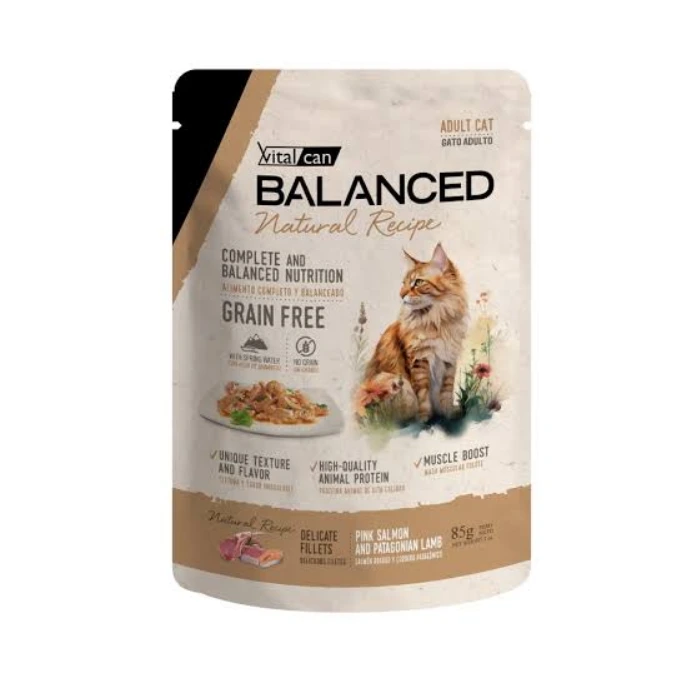 BALANCED POUCH GATO ADULTO SALMON Y CORDERO 85GR PROMO 5+1