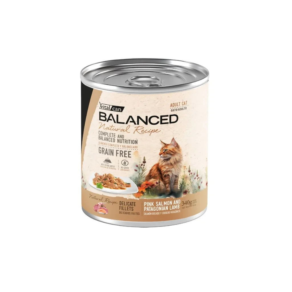 [132127] VITAL CAN BALANCED LATA NATURAL RECIPE SALMÓN Y CORDERO GATO AD 340GRS