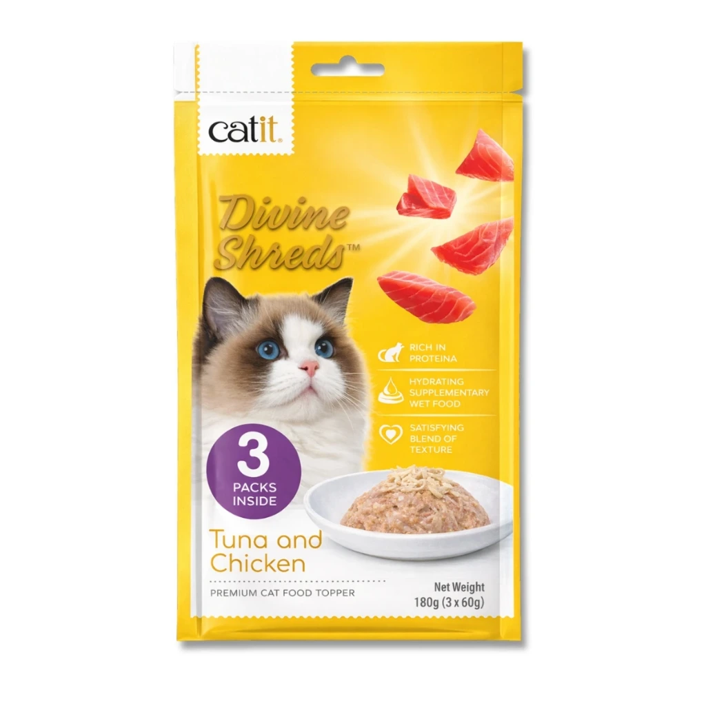 [42186] CATIT DIVINE SHREDS 180GR 3 SOBRES TUNA Y CHICKEN