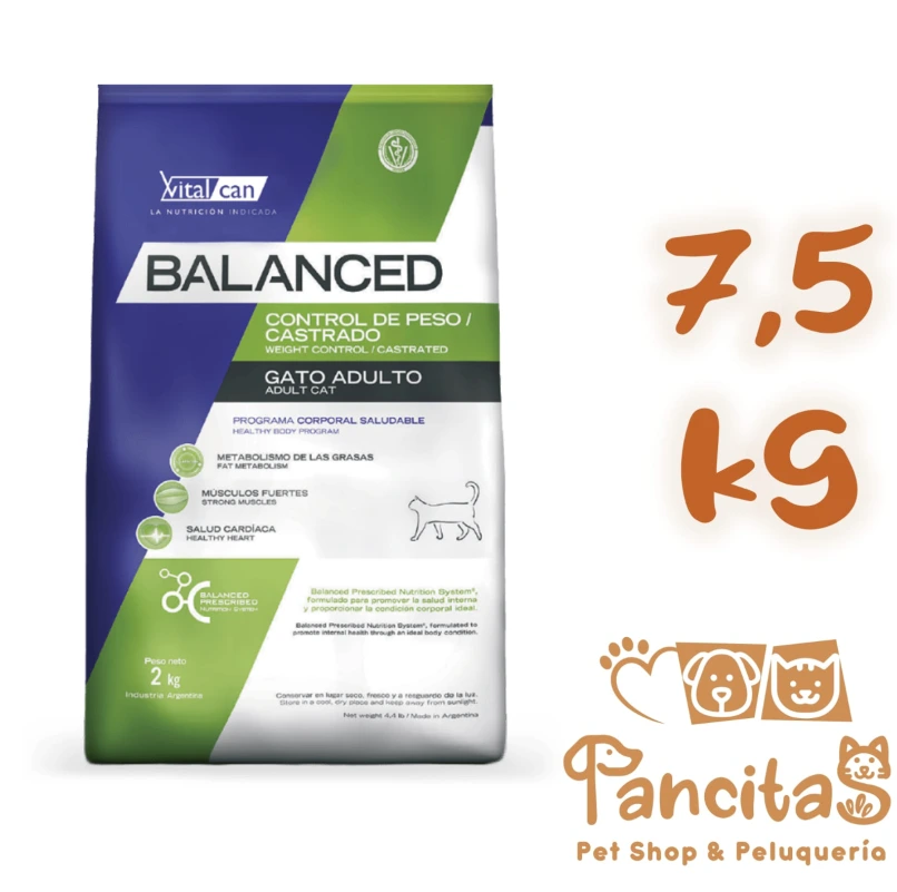 [21708] VITAL CAN BALANCED  CAT CONTROL DE PESO/ CASTRADO 7,5KG PROMO
