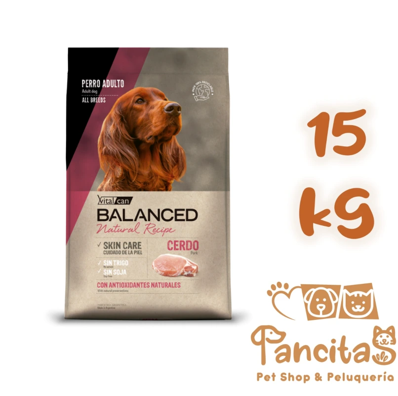 VITAL CAN BALANCED NATURAL RECIPE DOG CERDO Y ARROZ 15KG