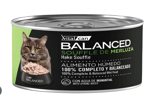 VITAL CAN BALANCED LATA CAT CASTRADO SOUFFLE MERLUZA 85gr