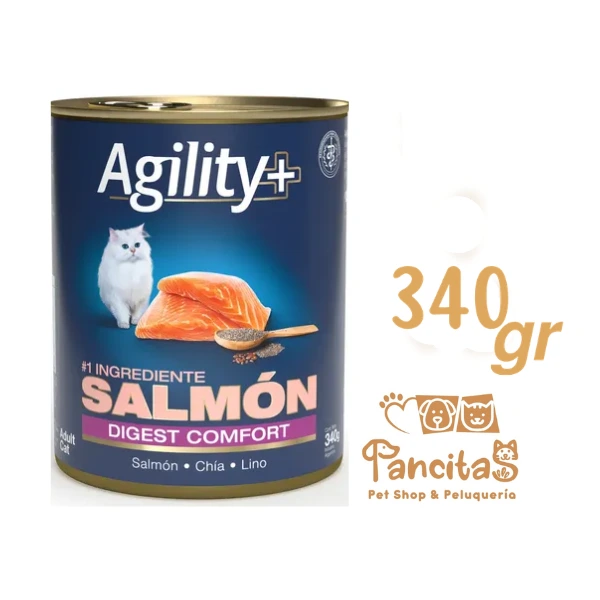 [448] AGILITY+ CAT LATA ALIMENTO HUMEDO SALMON DIGEST CONFORT 340GR