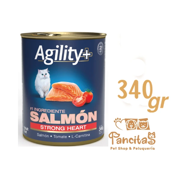 AGILITY+ CAT LATA ALIMENTO HUMEDO SALMON STRONG HEART 340GR
