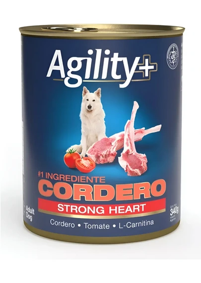 [446] AGILITY+ DOG LATA ALIMENTO HUMEDO CORDERO STRONG HEART 340GR