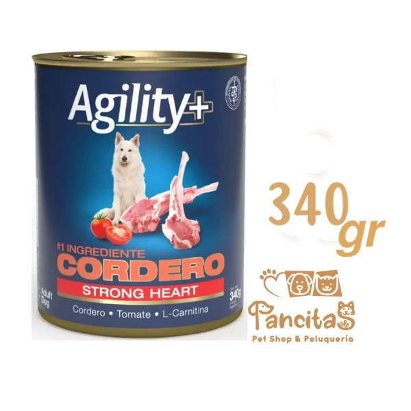 AGILITY+ DOG LATA ALIMENTO HUMEDO CORDERO STRONG HEART 340GR