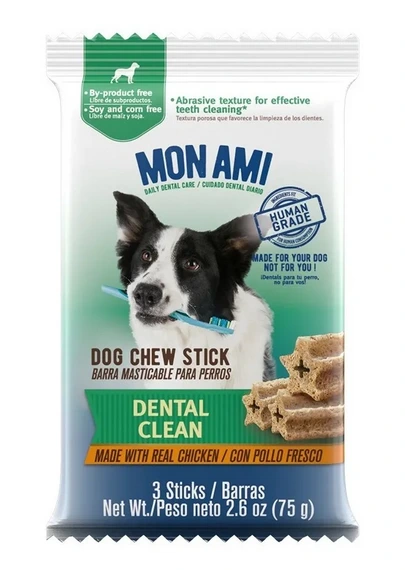[6335] MON AMI SNACKS DOG TREAT DENTAL CLEAN 3 UNIDADES / 75GR