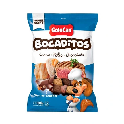 GOLOCAN BOCADITOS SABOR CARNE POLLO CHOCOLATE 100GR