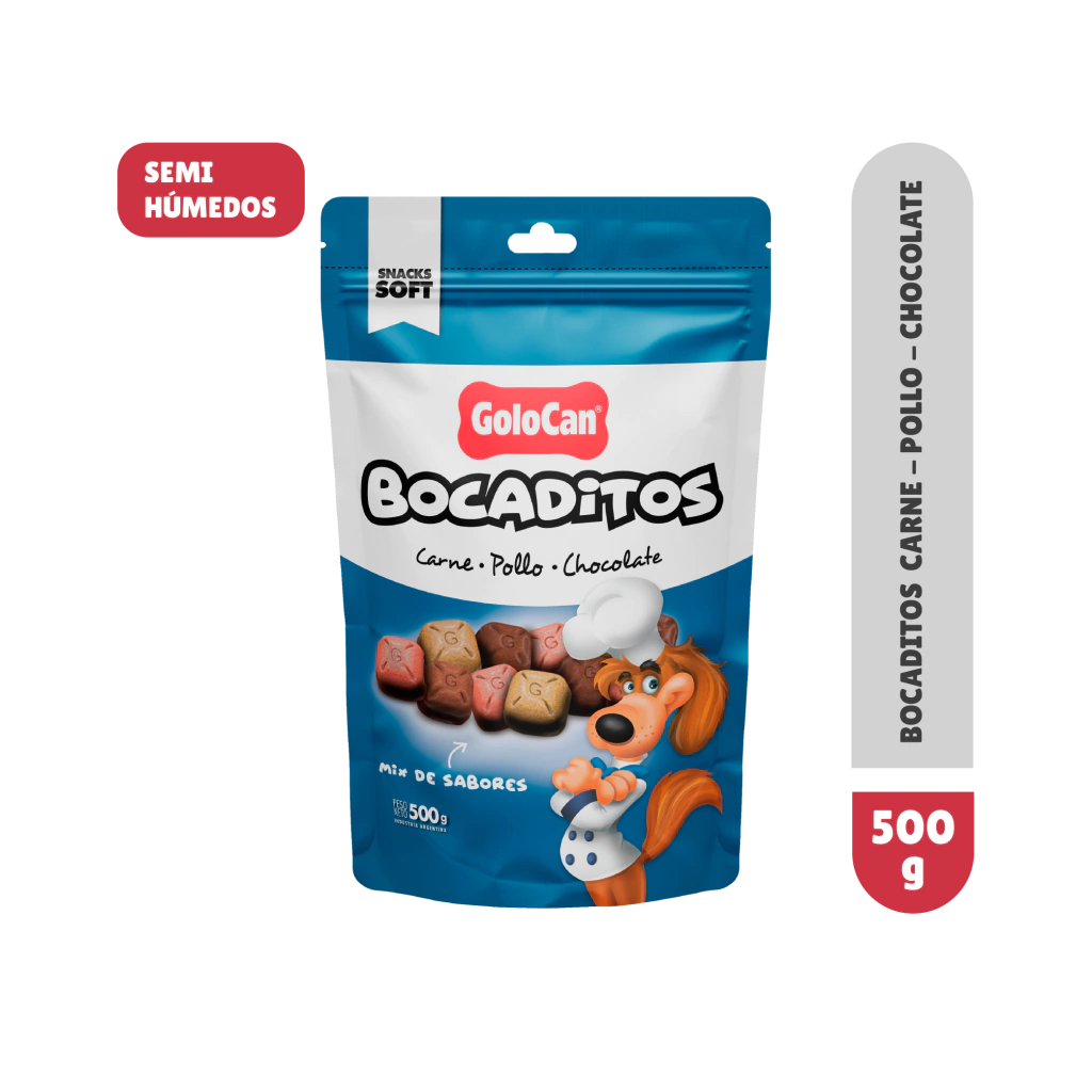 GOLOCAN BOCADITOS SABOR CARNE POLLO CHOCOLATE 500GR