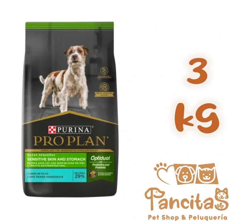 PRO PLAN DOG ADULT MEDIANO/GRANDE SENSITIVE SKIN AND STOMACH x 3KG
