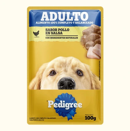PEDIGREE POUCH ADULTO RAZAS MEDIANAS SABOR POLLO 100GR PROMO 5+1