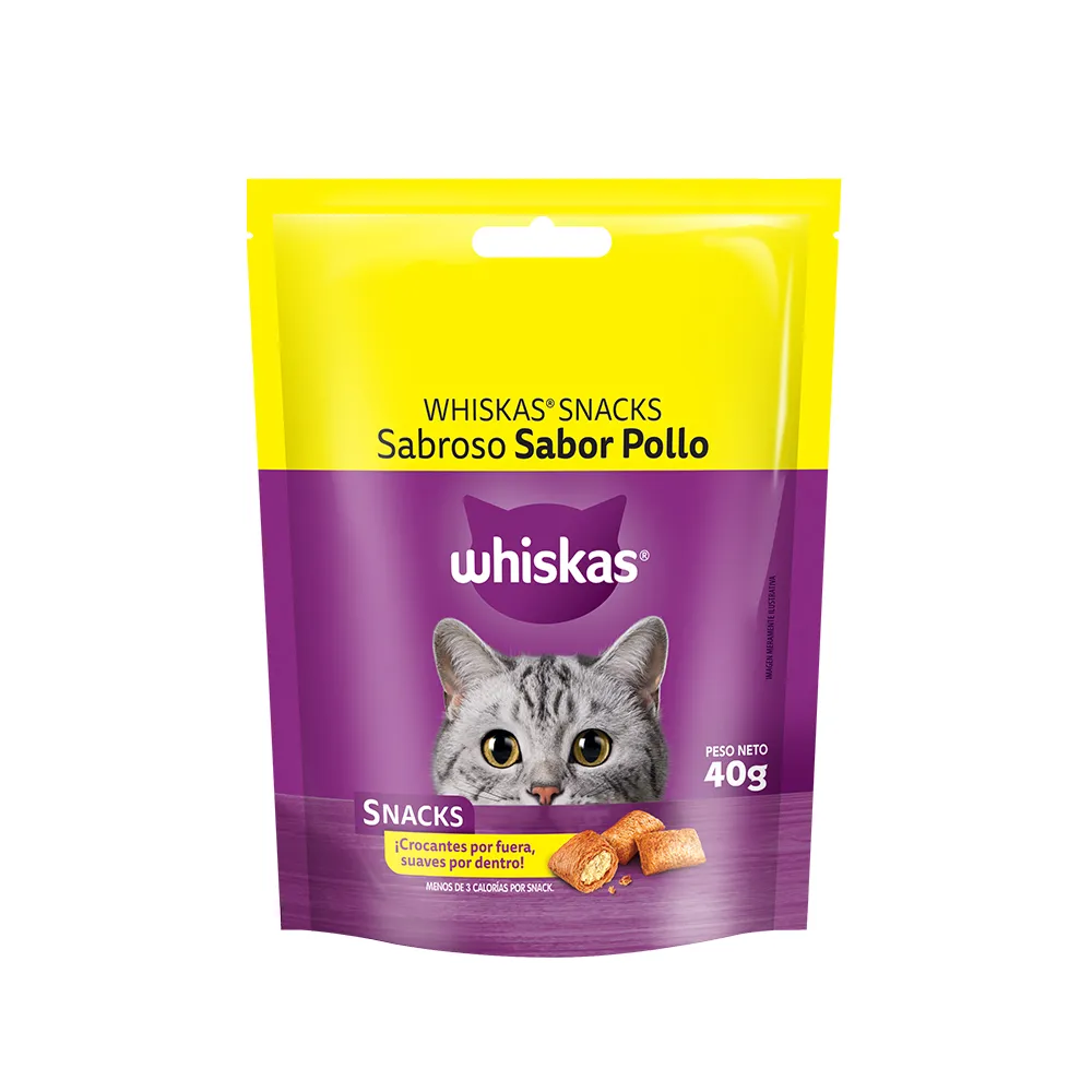WHISKAS SNACK SABOR POLLO 40 Gr PROMO (4+1)