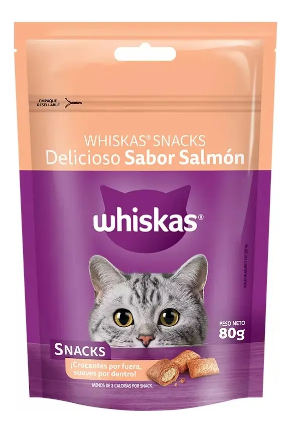 WHISKAS SNACK SABOR SALMON 80 gr PROMO (4+1)