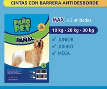 PAÑO PET PAÑAL PACK X2 MAX MEGA 20 a 30