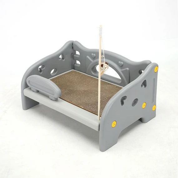 CAMA CATRE PLASTICO GATOS CON RASCADOR Y RATA 36x26x30CM