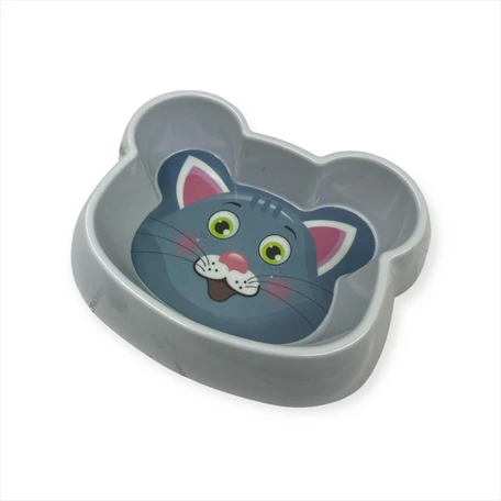 [24034] COMEDERO PLASTICO CARA GATO ESTAMPADA