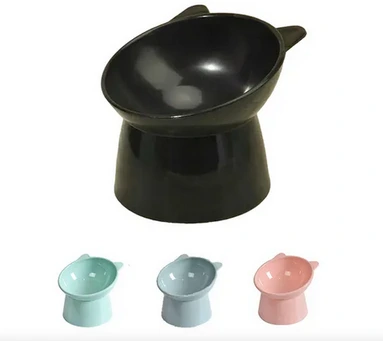 [P136] COMEDERO ELEVADO FORMA GATO INDIVIDUAL COLOR LISO