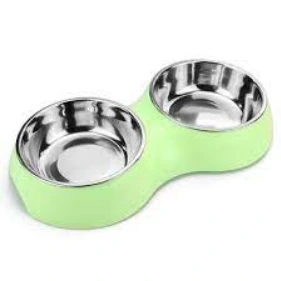[P122] COMEDERO DOBLE ELAVADO CAZUELA DE ACERO INOXIDABLE CHICO