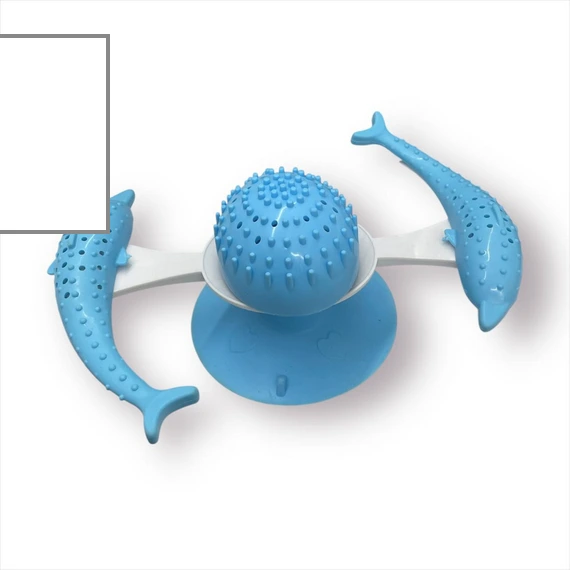 [25139] JUGUETE DENTAL MORDILLO DELFIN GIRATORIO PARA GATO CON SOPAPA