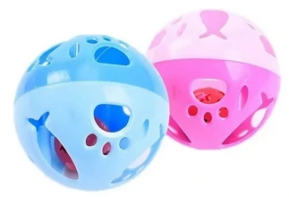[24869] JUGUETE GATO / PELOTA HUECA CON CASCABEL PACK X2