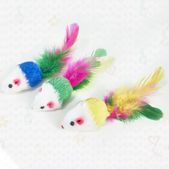 [24778] JUGUETE GATO / RATA CON PLUMA X3