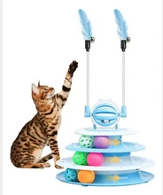 JUGUETE GATO INTERACTIVO 4 PISOS DOBLE PLUMA