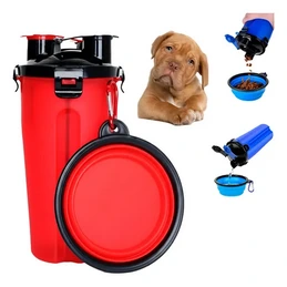 [P103-2] SET BOTELLA PORTATIL DOBLE + 2 COMEDEROs PLEGABLE