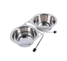 TRIXIE COMEDERO DOBLE ELEVADO ACERO INOX GRANDE 2x1800ml