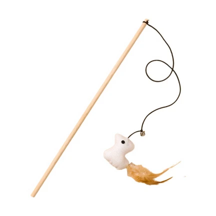 VARITA DE GATO PELUCHE BLANCO CON PLUMA