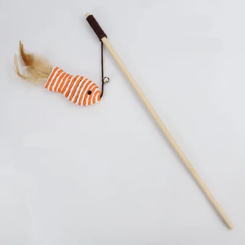 [24062] VARITA DE GATO PEZ SISAL CON PLUMA