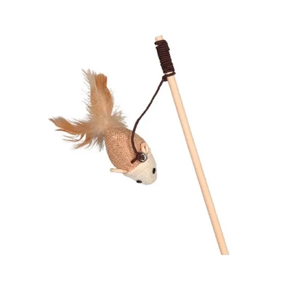 VARITA DE GATO RATON SISAL CON PLUMA
