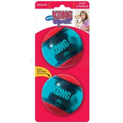 KONG SQUEEZZ ACTION PELOTA GRANDE AZUL Y ROJA PACK X2