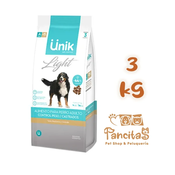 UNIK DOG ADULTO LIGHT CONTROL DE PESO CASTRADOS SMALL 3KG