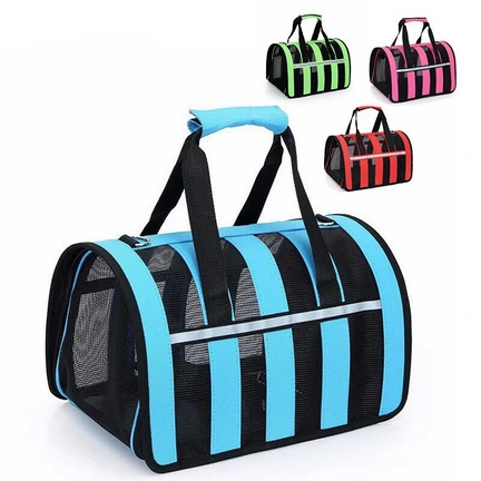[24697] BOLSO TRANSPORTADOR CON MALLA TELA FRANJAS GRANDE 49x28x27cm